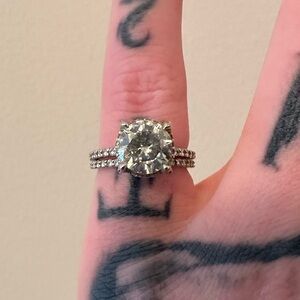 2 carat moissanite engagement ring with matching band